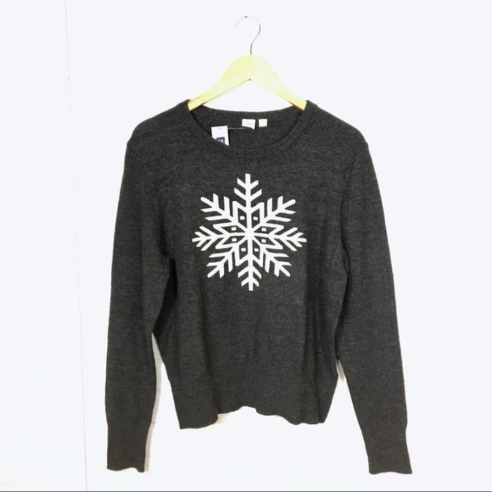 Dark gray with silver sparkle snowflake GAP sweater NWT
